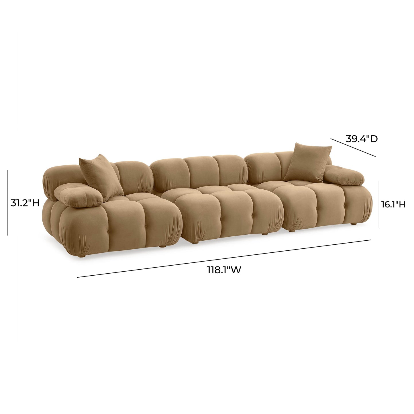 skully cafe au lait performance velvet modular sofa