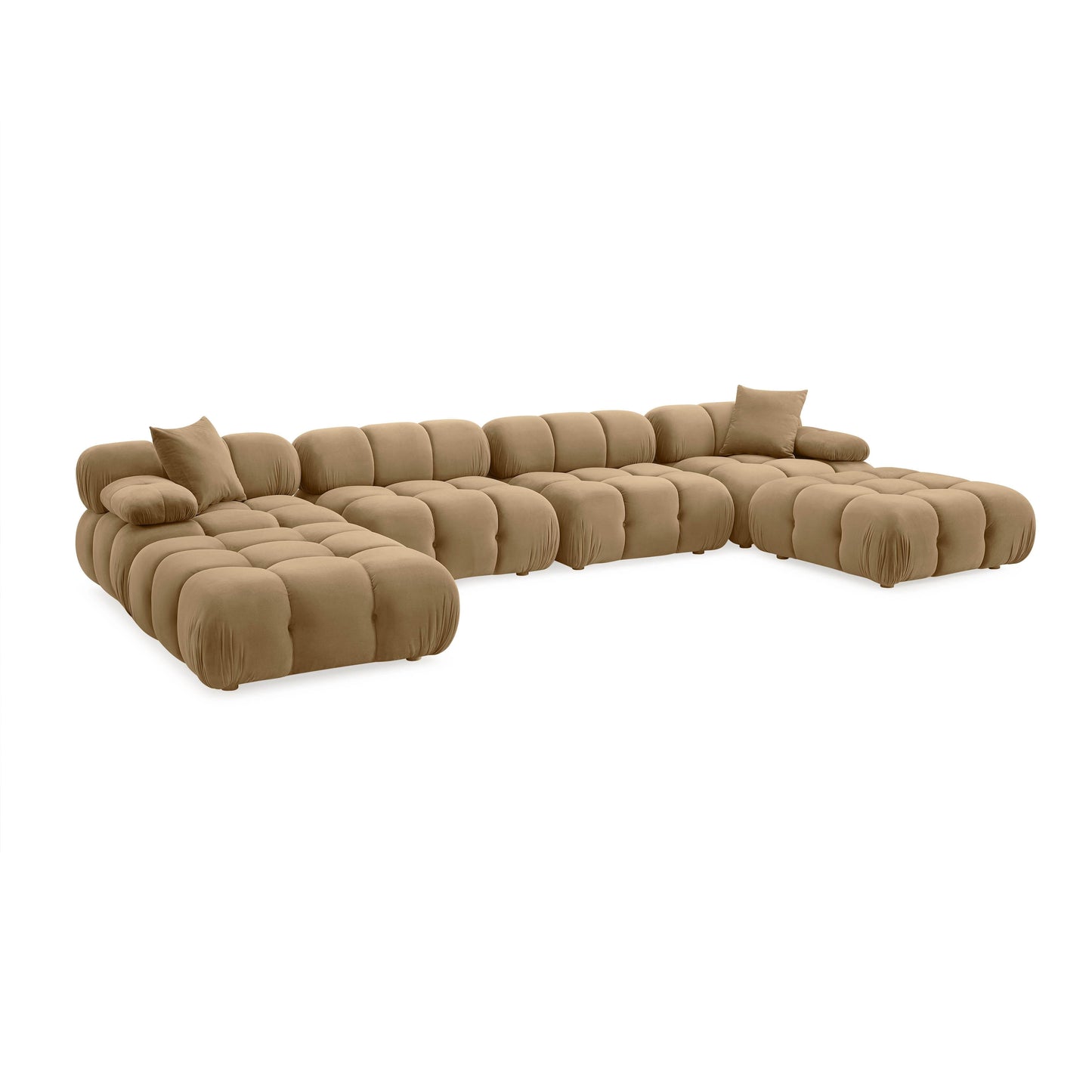 skully cafe au lait performance velvet 6-piece modular u-sectional