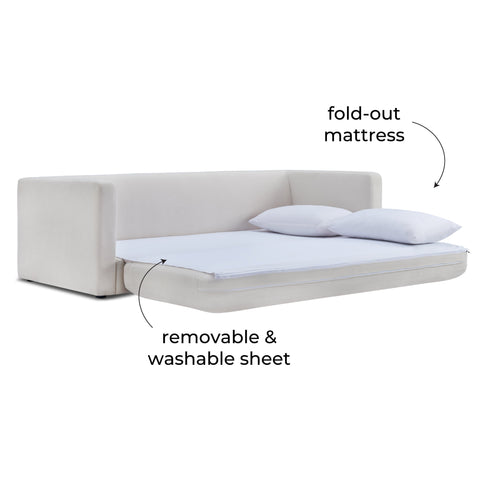 Florence Siena Ryan 91" Cream Upcycled Performance Linen Sleeper Sofa - image 6