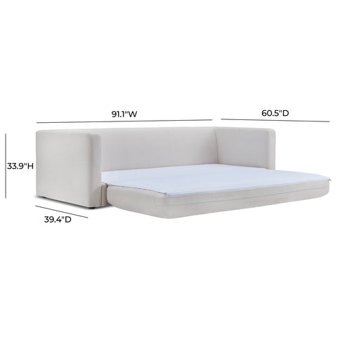 Florence Siena Ryan 91" Cream Upcycled Performance Linen Sleeper Sofa - image 10