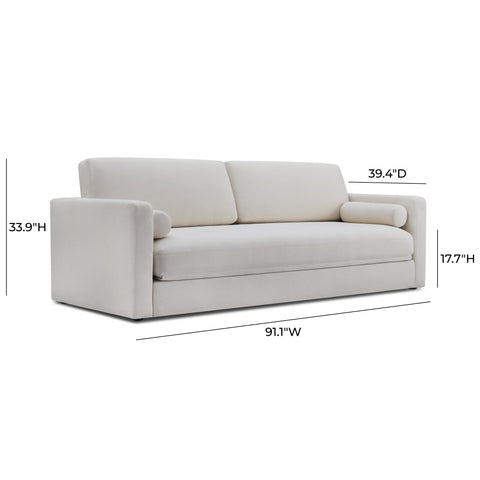 Florence Siena Ryan 91" Cream Upcycled Performance Linen Sleeper Sofa - image 9