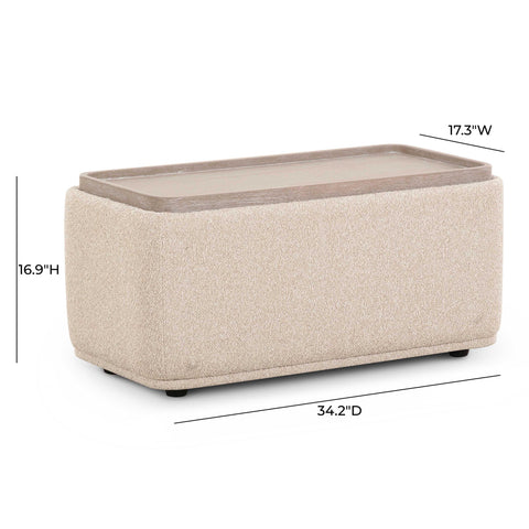 Camille Valois Cream Performance Boucle Ottoman Table - image 5