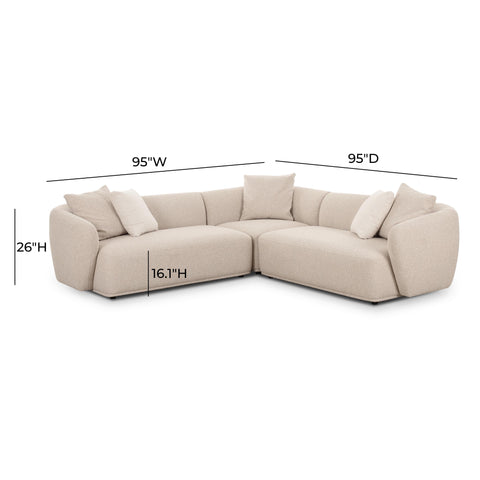Camille Valois 3-Piece Cream Performance Boucle L-Shaped Sectional - image 6