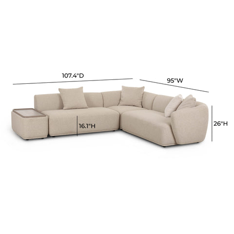 Camille Valois 4-Piece Cream Performance Boucle Chaise Sectional - image 6