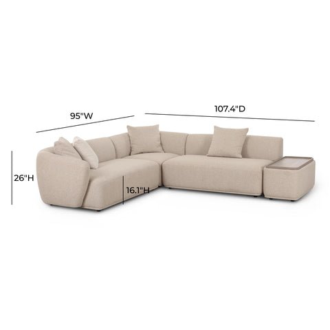 Camille Valois 4-Piece Cream Performance Boucle Chaise Sectional - image 6