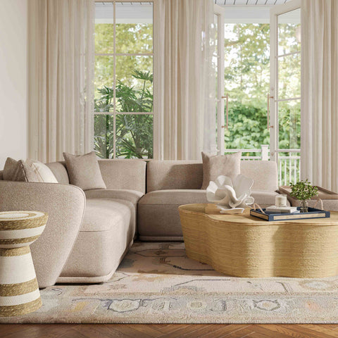 Camille Valois 4-Piece Cream Performance Boucle Chaise Sectional - image 2