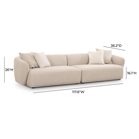 Camille Valois 118" Cream Performance Boucle Sofa - image 5