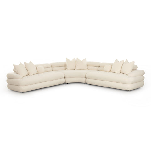 Genevieve Montrose 3-Piece Cream Performance Boucle Modular Curved L-Sectional - image 3