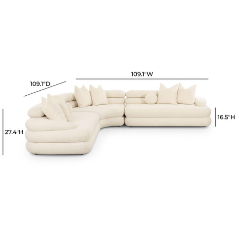 Genevieve Montrose 3-Piece Cream Performance Boucle Modular Curved L-Sectional - image 6