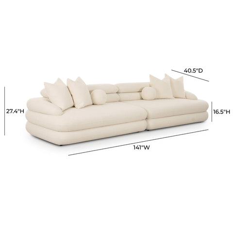 Genevieve Montrose 141" Cream Performance Boucle Sofa - image 6