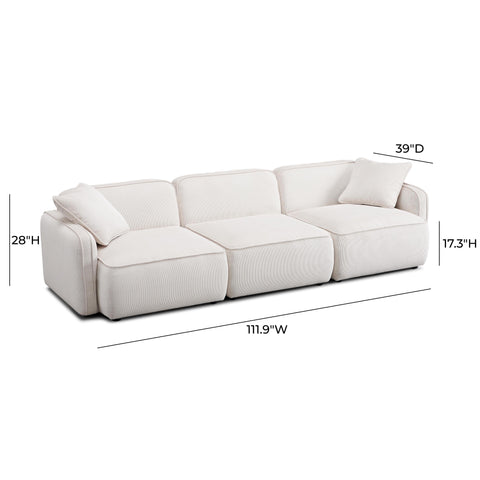 Sabine Verona 112" Performance Corduroy Velvet Modular Sofa - image 6