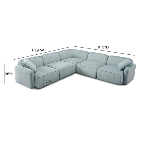 Sabine Verona 5-Piece Performance Corduroy Velvet Modular L-Sectional - image 7