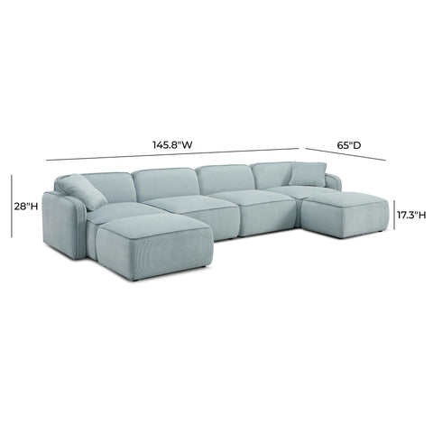 Sabine Verona 6-Piece Performance Corduroy Velvet  Modular U-Sectional - image 6