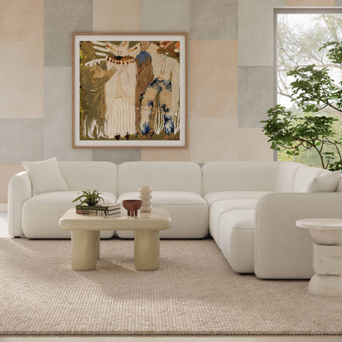 Sabine Verona 5-Piece Sand Upcycled Performance Linen Modular L-Sectional - image 2