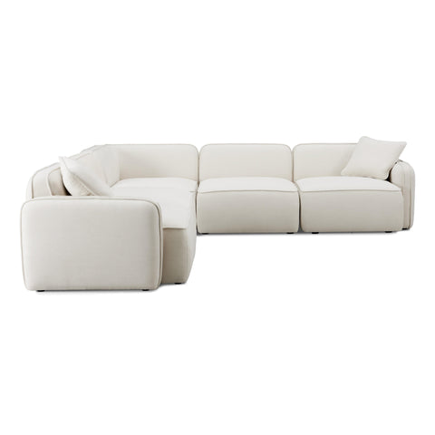 Sabine Verona 5-Piece Sand Upcycled Performance Linen Modular L-Sectional - image 3