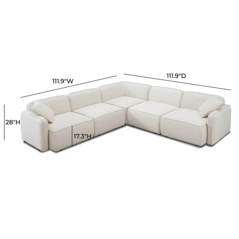 Sabine Verona 5-Piece Sand Upcycled Performance Linen Modular L-Sectional - image 6