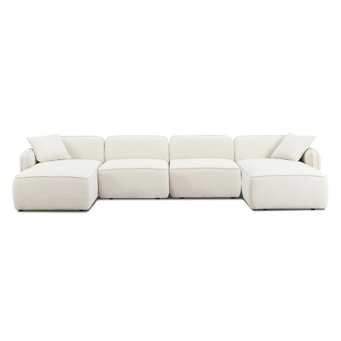Sabine Verona 6-Piece Sand Upcycled Performance Linen Modular U-Sectional - image 3