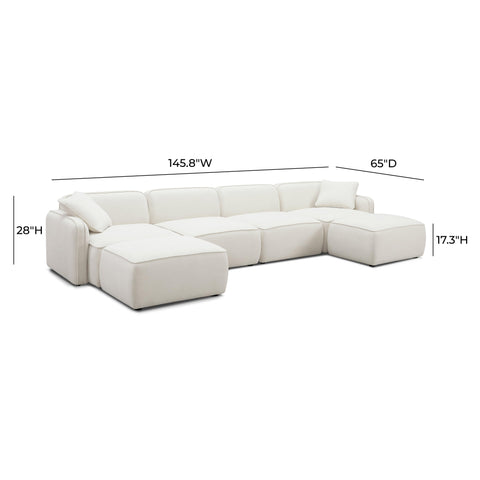 Sabine Verona 6-Piece Sand Upcycled Performance Linen Modular U-Sectional - image 7