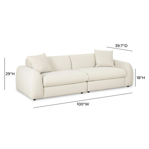 Odette Marlowe 100" Cream Performance Faux Mohair Sofa - image 5