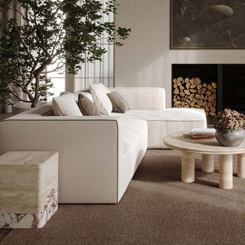 Alessia Versailles 2-Piece Cream Contract-Grade Linen L-Shaped Sectional - image 2