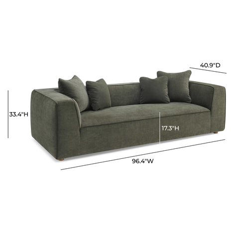 Alessia Versailles 96" Olive Green Upcycled Performance Basketweave Sofa - image 5