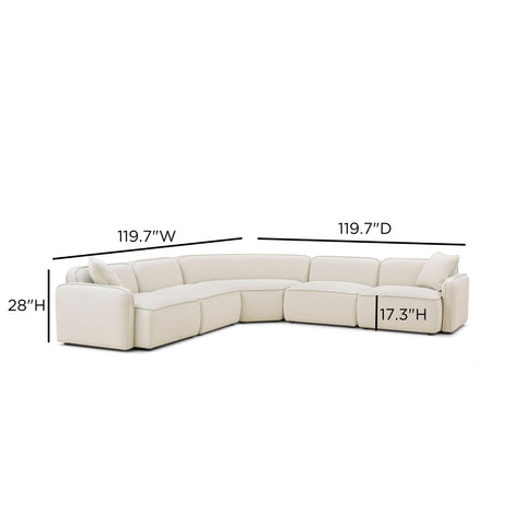Sabine Verona 5-Piece Sand Upcycled Performance Linen Modular Large L-Sectional - image 7