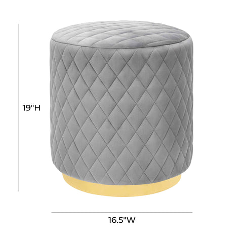 Bokaro Grey Velvet Ottoman