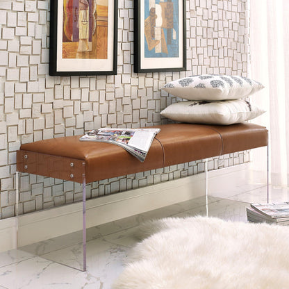 Tropea Brown Leather/Acrylic Bench