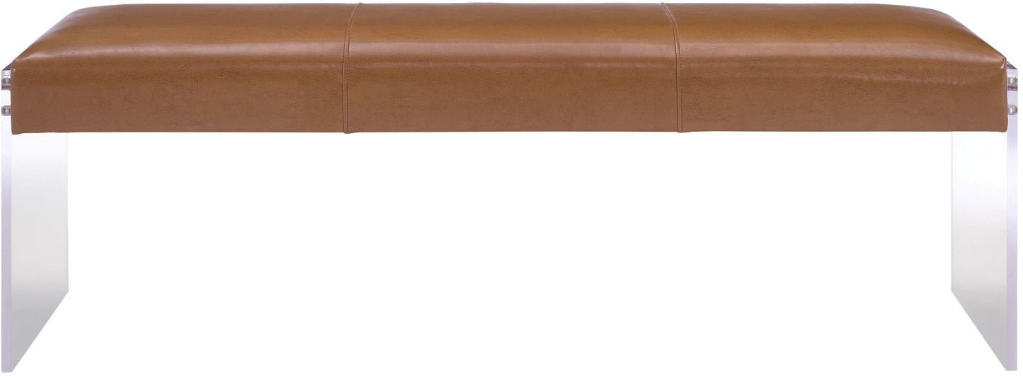 tropea brown leather/acrylic bench