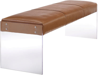 Tropea Brown Leather/Acrylic Bench