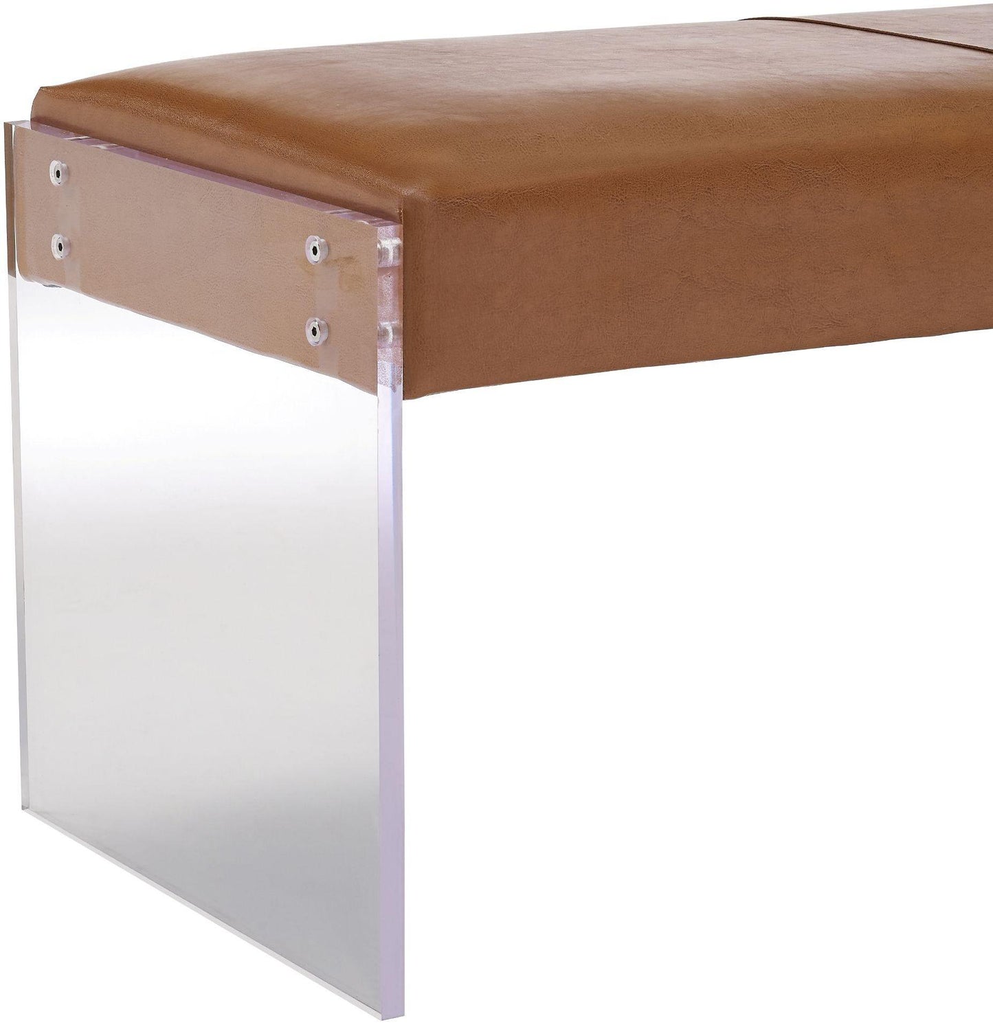 tropea brown leather/acrylic bench