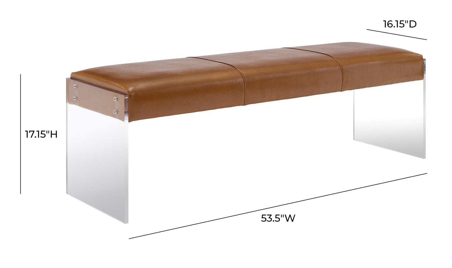 tropea brown leather/acrylic bench