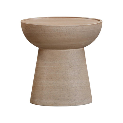 Wafa Textured Faux Travertine Indoor / Outdoor Side Table