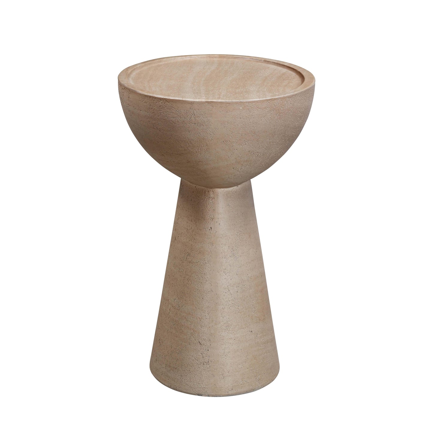 wafa textured faux travertine indoor / outdoor side table