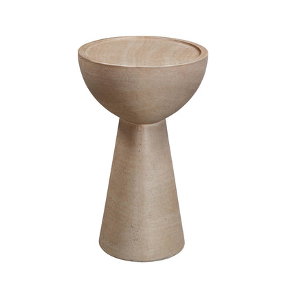 Wafa Textured Faux Travertine Indoor / Outdoor Side Table