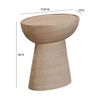 Wafa Textured Faux Travertine Indoor / Outdoor Side Table