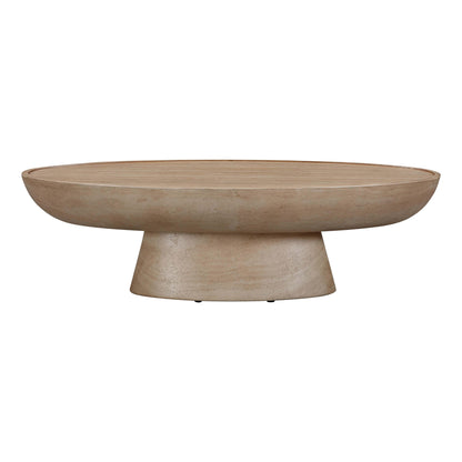 Wafa Textured Faux Travertine Indoor / Outdoor Coffee Table