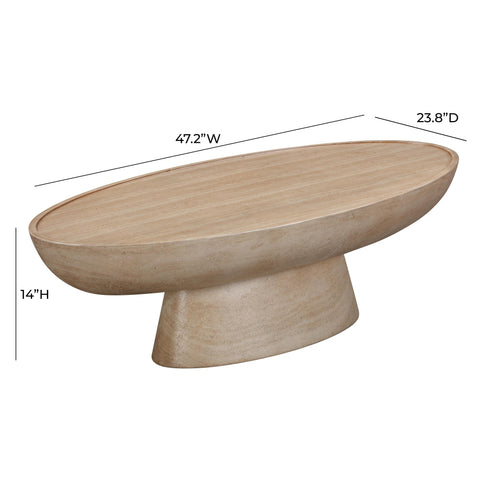 Amelie Fontaine 47" Textured Faux Travertine Indoor/Outdoor Coffee Table - image 7