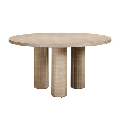 Aurora Textured Faux Travertine Indoor / Outdoor Round Dining Table