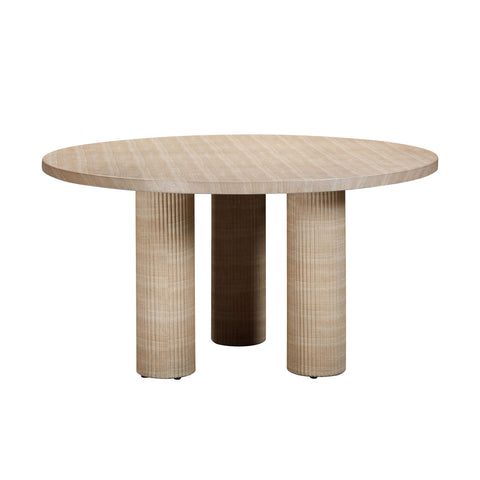 Aurora Textured Faux Travertine Indoor / Outdoor Round Dining Table