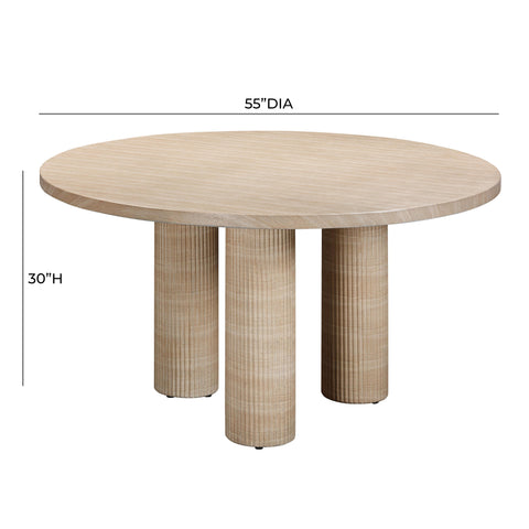 Aurora Textured Faux Travertine Indoor / Outdoor Round Dining Table