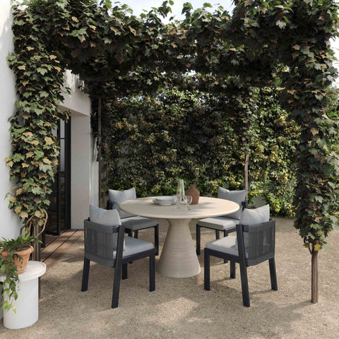 Celeste Garda 47" Beige Textured Faux Plaster Concrete Indoor / Outdoor Round Dining Table - image 2