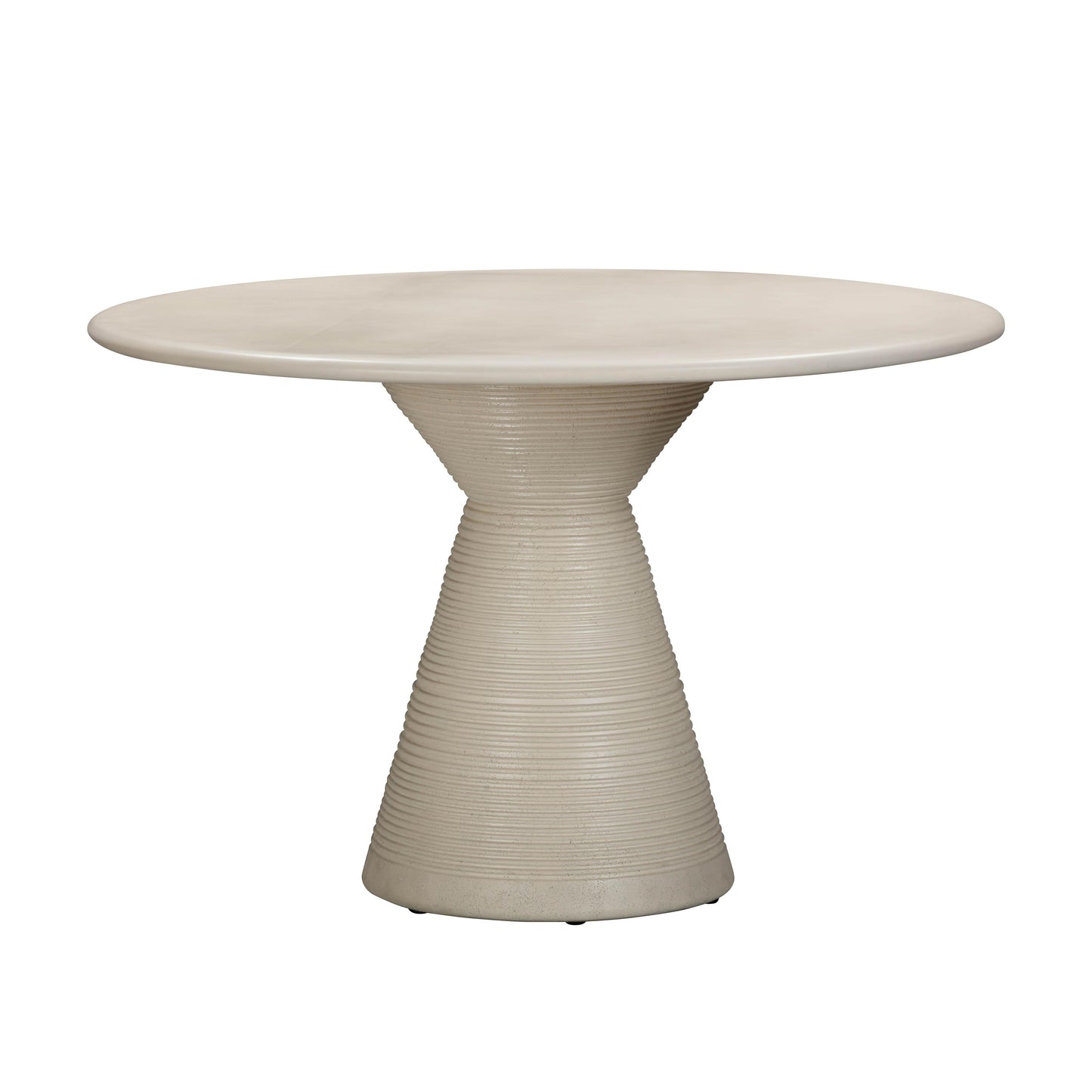 leslie beige textured faux plaster concrete indoor / outdoor round dining table