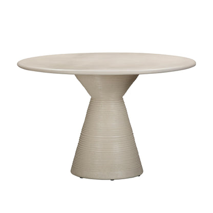 Leslie Beige Textured Faux Plaster Concrete Indoor / Outdoor Round Dining Table