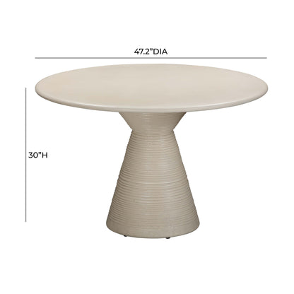 Leslie Beige Textured Faux Plaster Concrete Indoor / Outdoor Round Dining Table