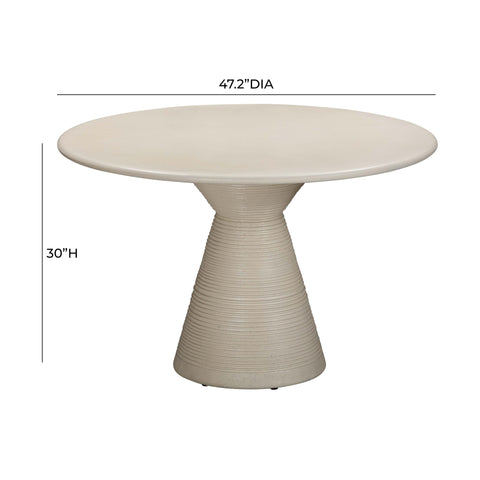Celeste Garda 47" Beige Textured Faux Plaster Concrete Indoor / Outdoor Round Dining Table - image 6