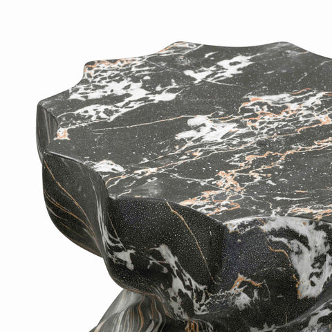 Rue Black Faux Marble Indoor / Outdoor Concrete Stool
