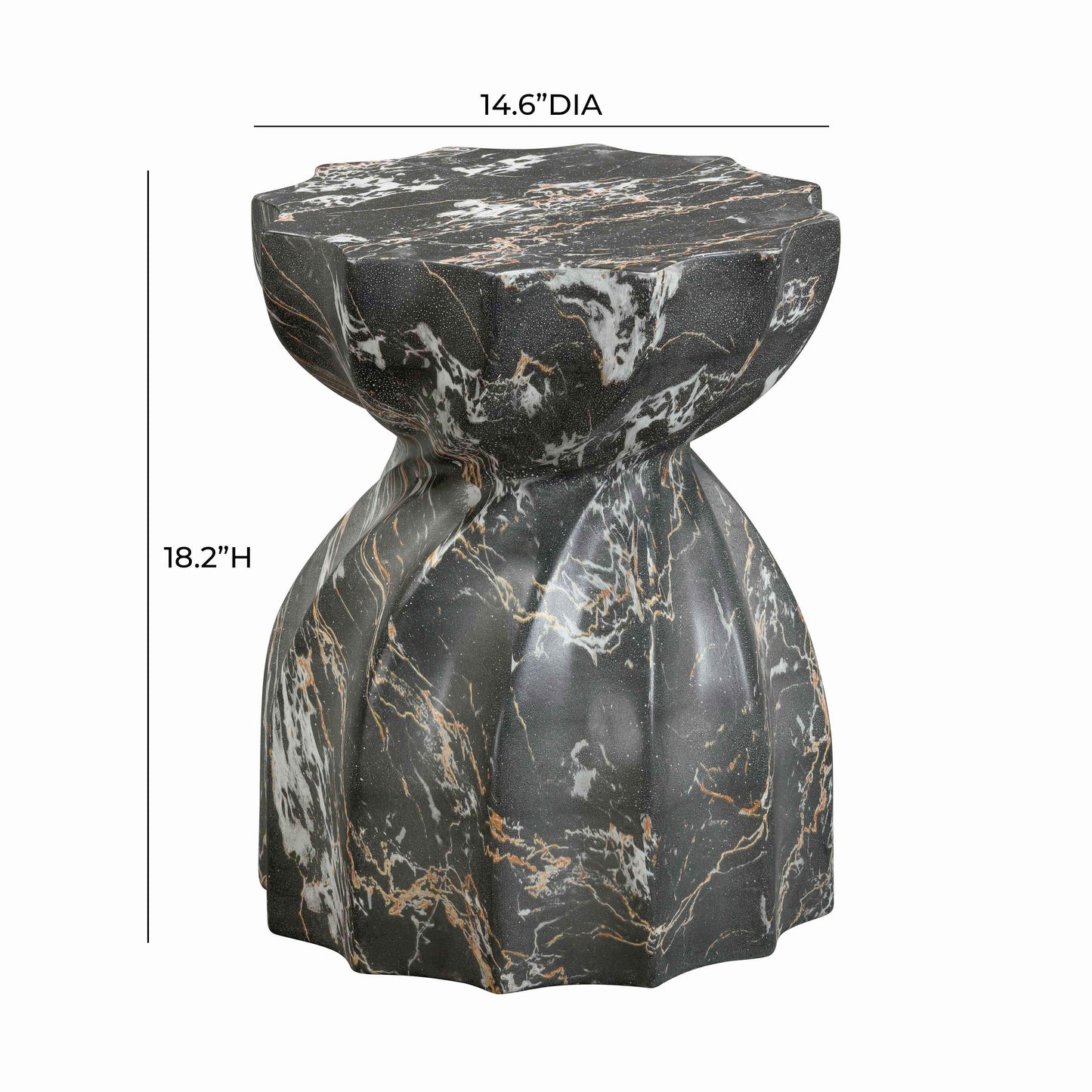 rue black faux marble indoor / outdoor concrete stool