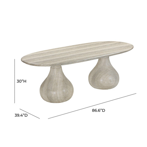 Ginny Faux Travertine Indoor / Outdoor Pedestal Dining Table