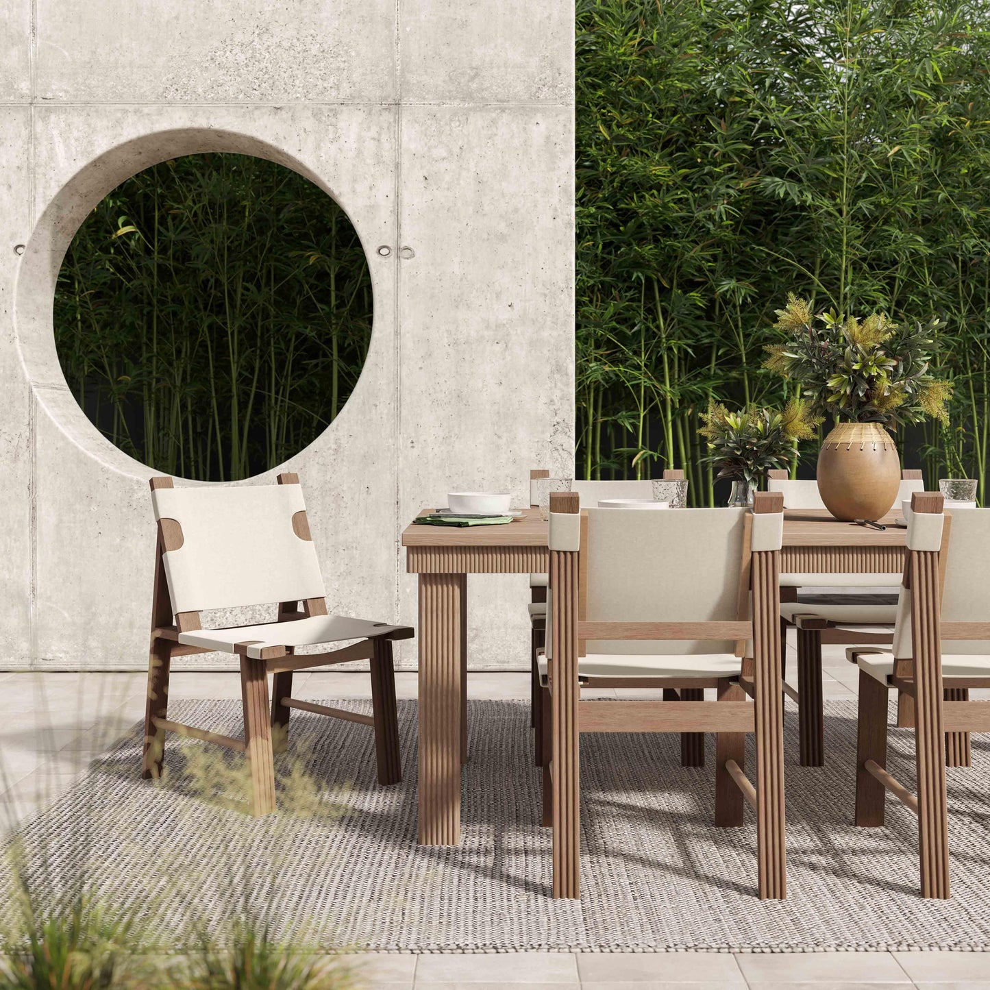 esther natural 108 inch rectangular outdoor dining table